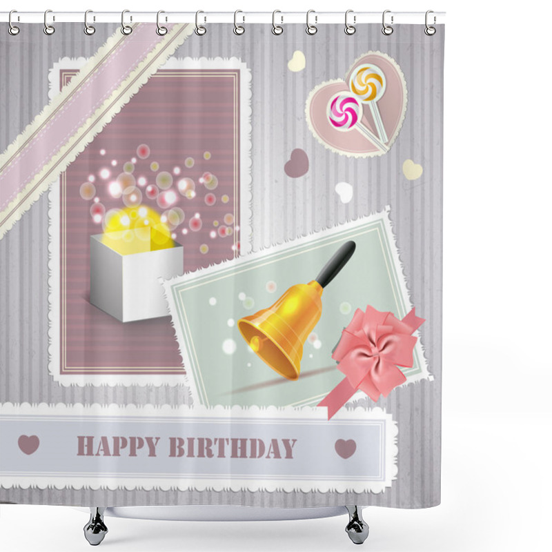 Personality  Happy Birthday Card Vector Illustration   Shower Curtains