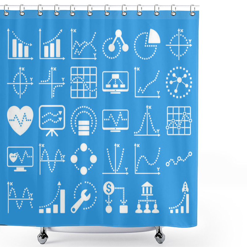 Personality  Business Charts With Square Dots Vector Icons Shower Curtains