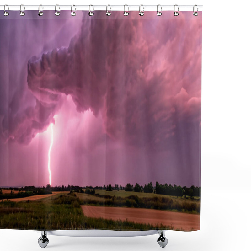 Personality  Ray. Lightning Storm. Lightning Bolt Storm. Fork Lightning Striking. Lightning Thunderstorm Flash Over The Night Sky. Concept On Topic Weather, Cataclysms (hurricane, Typhoon, Tornado, Storm). Shower Curtains