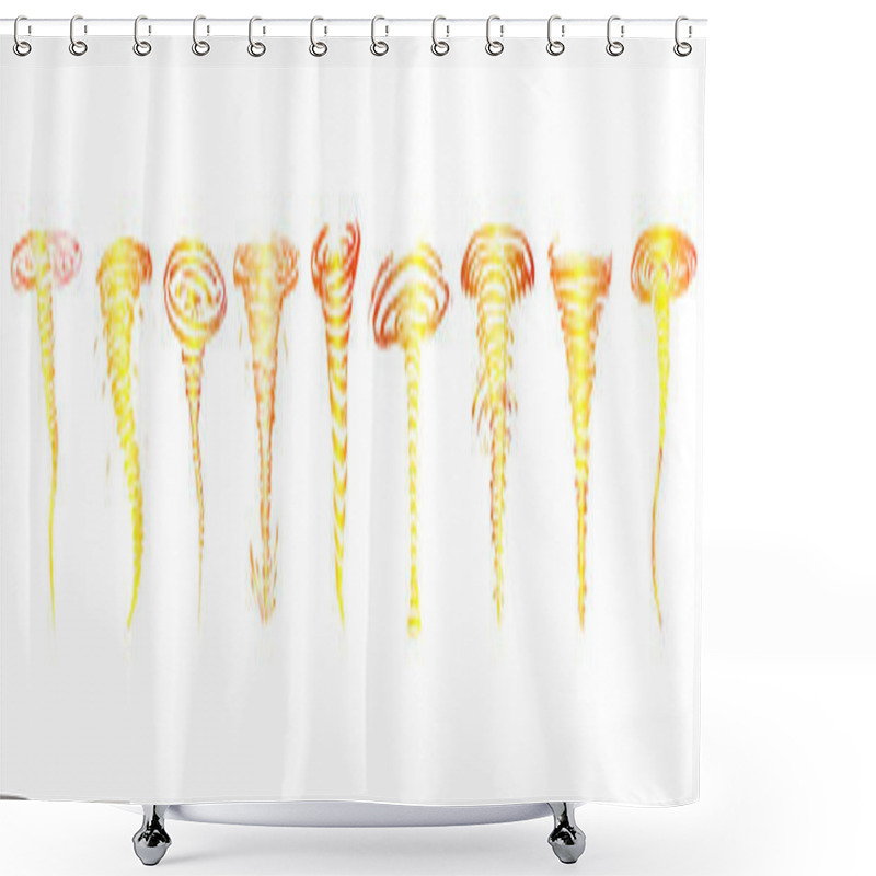 Personality  Set Of Fiery Tornadoes Sketches . Vector  Shower Curtains