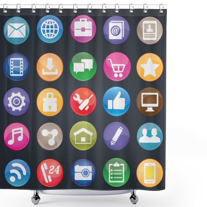 Personality  Set Of Social Media Buttons For Design - Part 1 Shower Curtains