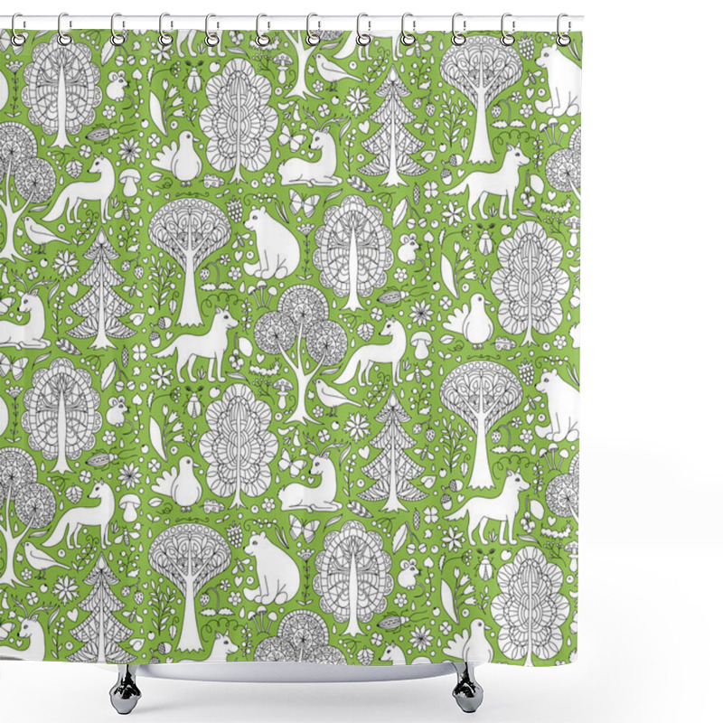 Personality  Forest Seamless Pattern Shower Curtains