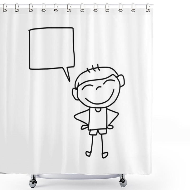 Personality  Hand Drawing Cartoon Happy Kids Shower Curtains