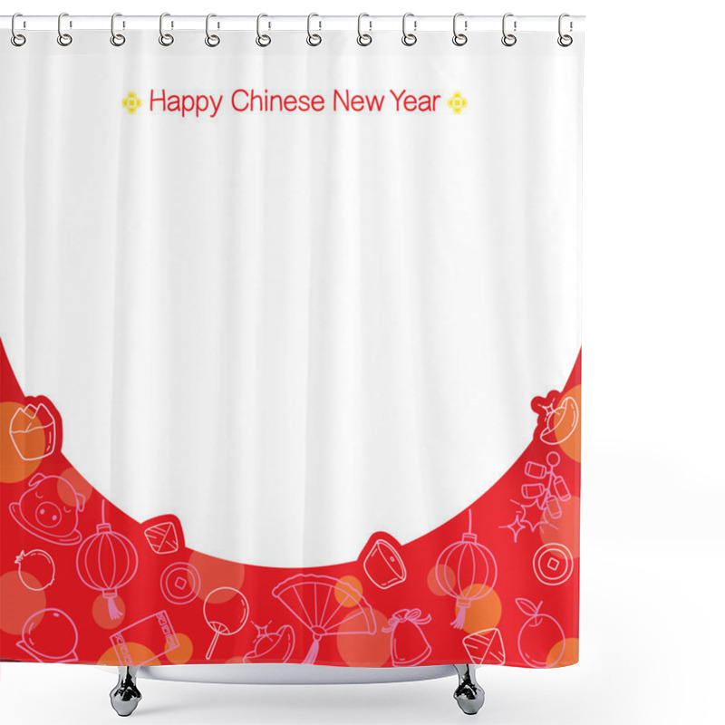 Personality  Chinese New Year Frame With Outline Icons  Shower Curtains