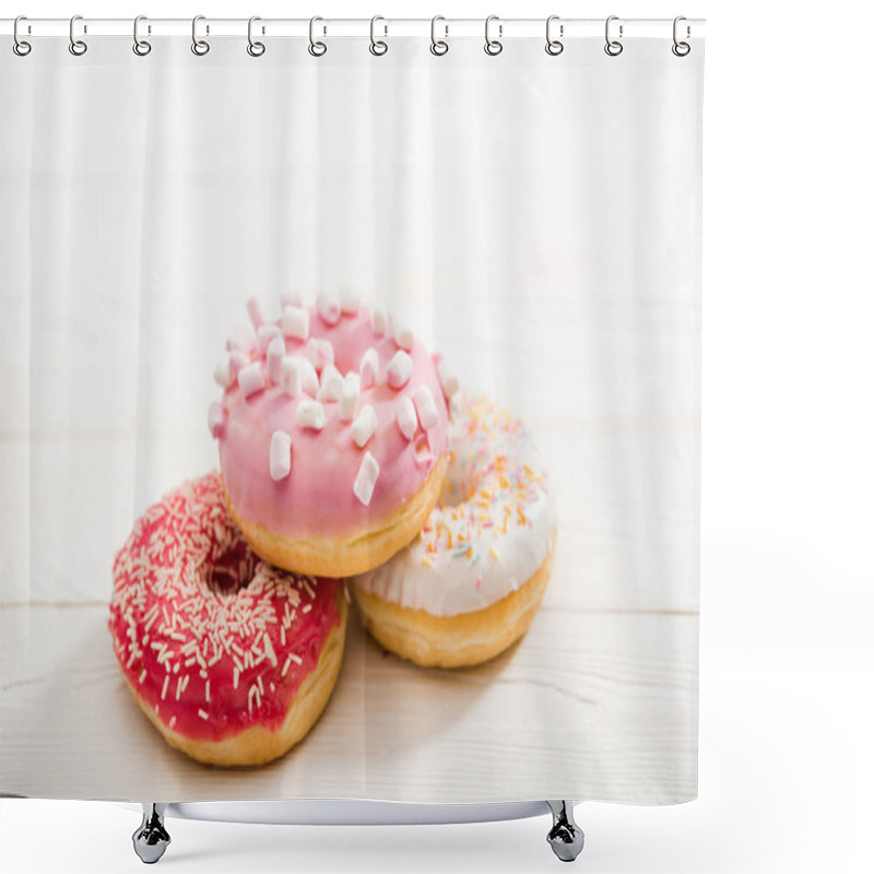 Personality  Tasty Donuts With Frosting Shower Curtains