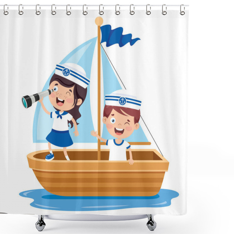 Personality  Cute Little Children In Sailor Uniform Shower Curtains