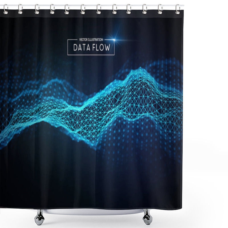 Personality  Computer Data Flow Background. Vector EPS 10. Big Data Network Technology Wave. Shower Curtains