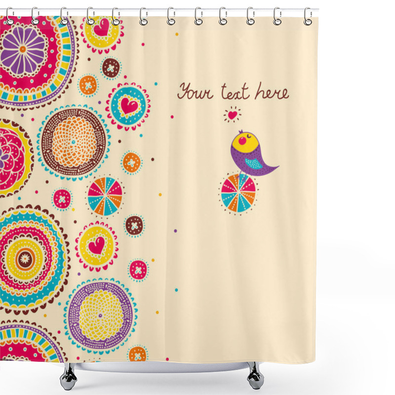 Personality  Floral Background, Spring Theme, Greeting Card. Shower Curtains