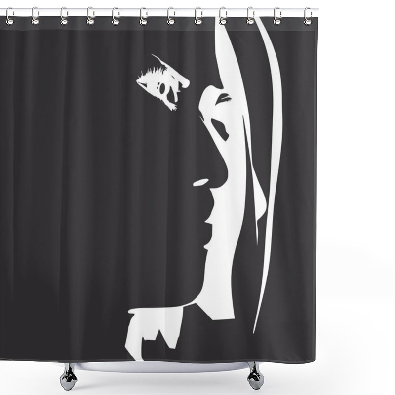 Personality  Silhouette Of A Female Head. Shower Curtains