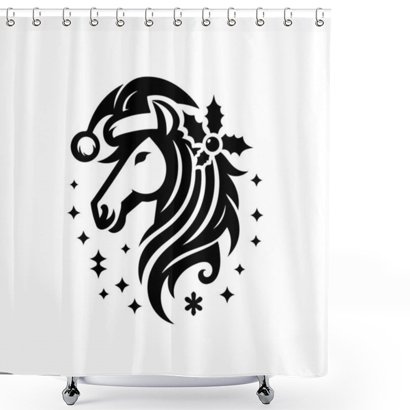 Personality  A Christmas Horse Head Silhouette Vector Icon With A White Background Shower Curtains