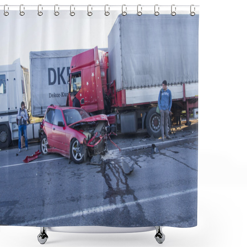 Personality  Road Accident Shower Curtains