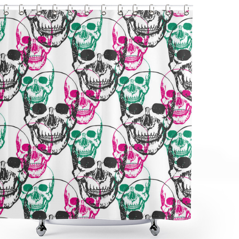 Personality  Skulls Print. Skulls Pattern In Black Shower Curtains