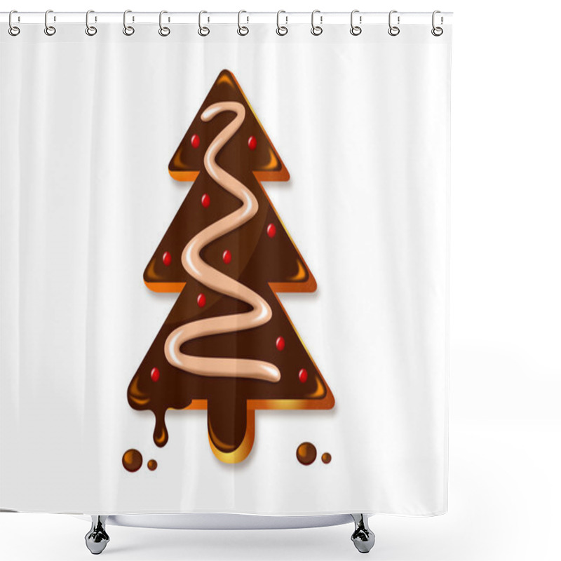 Personality  Gingerbread Christmas Trees With Chocolate And Vanilla Frosting On A White Background Shower Curtains