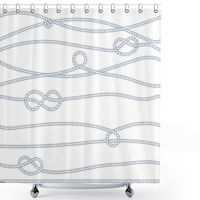 Personality  Vector Marine Rope And Knot Seamless Pattern. White Rope Ornament And Nautical Knots. For Fabric, Wallpaper, Wrapping.  Shower Curtains