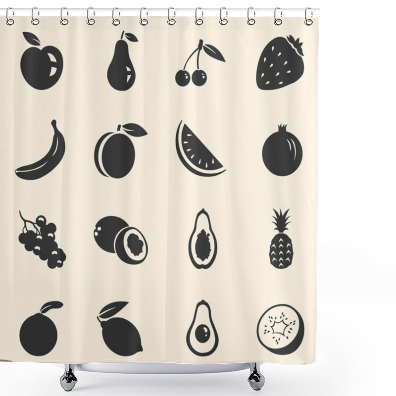 Personality  Set Of Fruit Icons Shower Curtains