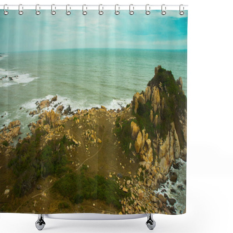 Personality  Beautiful Sea With Waves And Mountains Shower Curtains