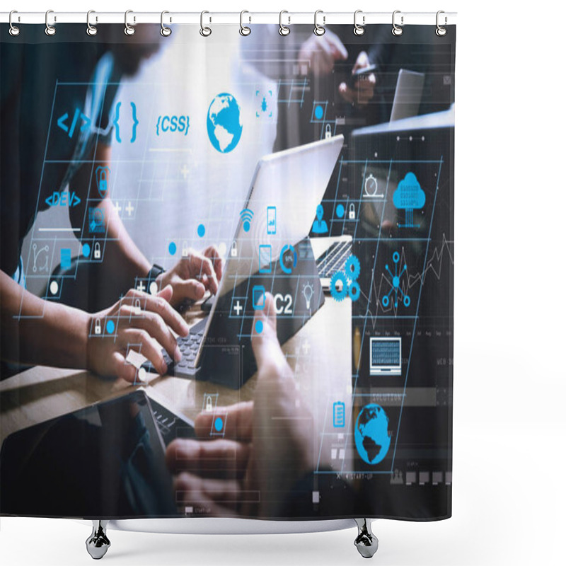 Personality  Coding Software Developer Work With AR New Design Dashboard Computer Icons Of Scrum Agile Development And Code Fork And Versioning With Responsive Cybersecurity.StartUp Programming Team. Website Designer Working. Shower Curtains