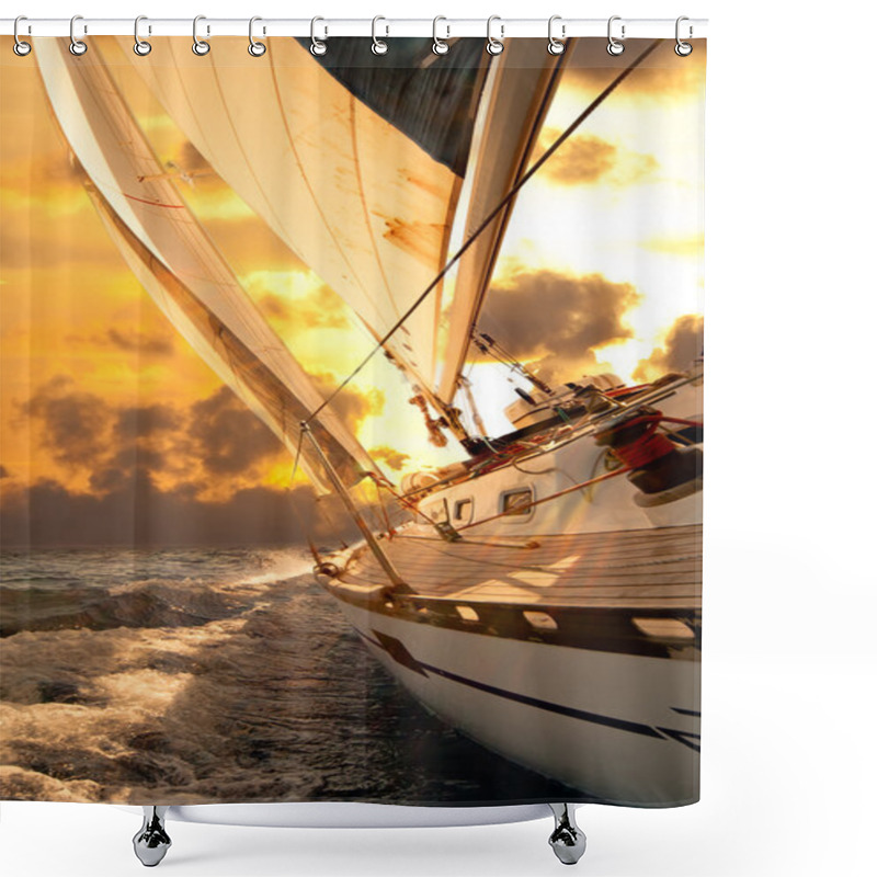 Personality  Sailboat Crop During The Regatta Shower Curtains