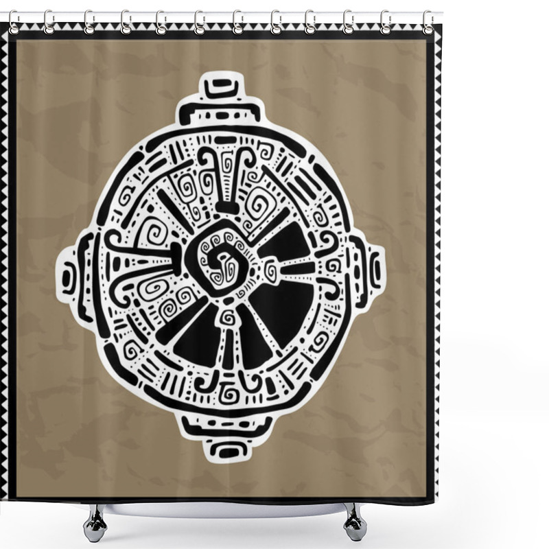 Personality  Hunab Ku.  Mayan Symbol. Vector Illustration. Shower Curtains