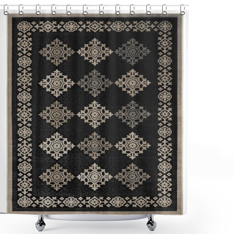 Personality  Carpet Bathmat And Rug Boho Style Ethnic Design Pattern With Distressed Woven Texture And Effect Shower Curtains