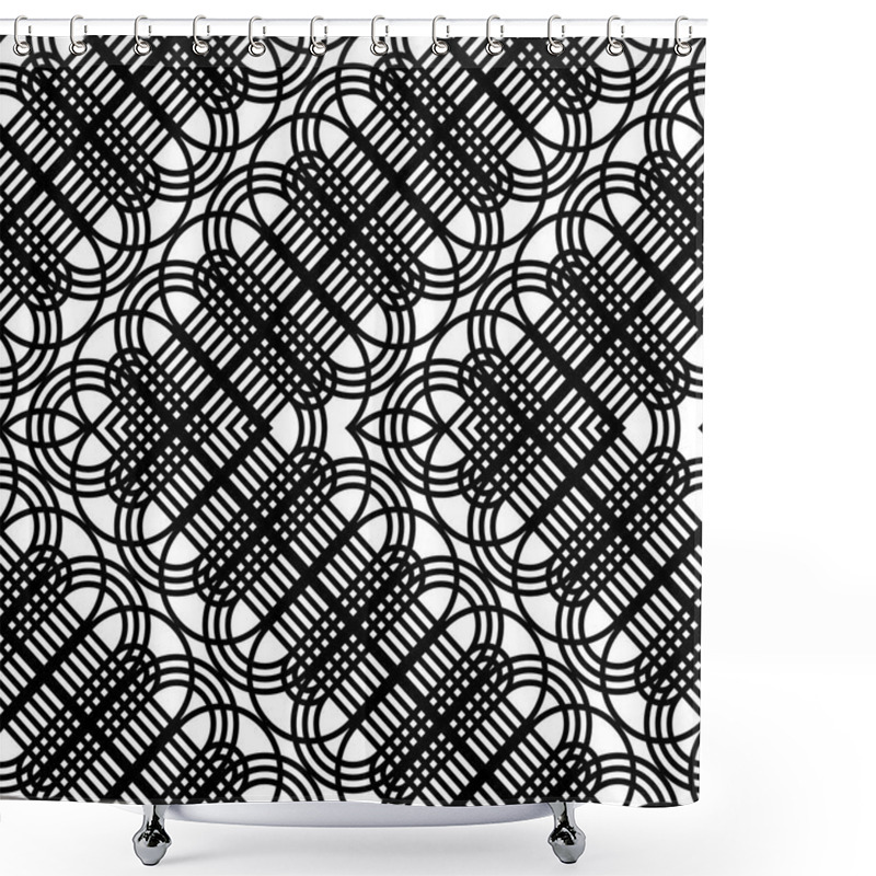 Personality  Design Seamless Monochrome Zigzag Pattern. Abstract Grating Background. Vector Art Shower Curtains