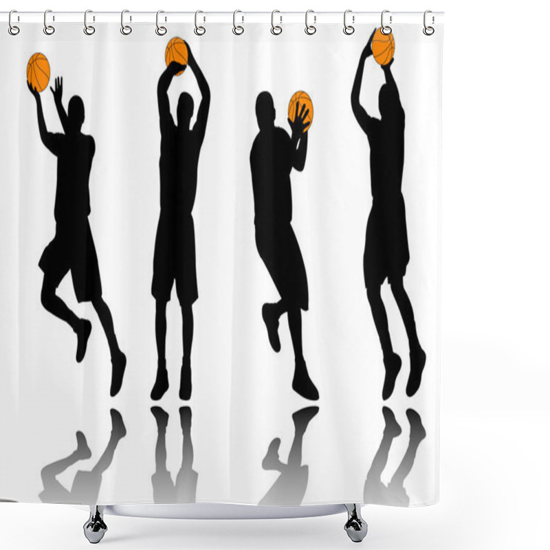 Personality  Basketball Player Silhouettes Shower Curtains