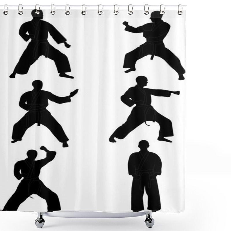 Personality  Karate Silhouettes Shower Curtains