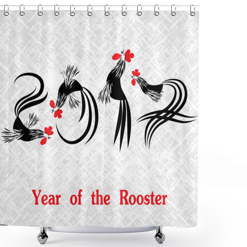 Personality  Rooster Bird Concept Of Chinese New Year Of The Rooster. Grunge Vector File Organized In Layers For Easy Editing.  Shower Curtains