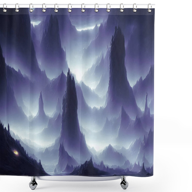 Personality  Alien Landscape, A Panorama Of A Surface Of Another Planet. High Quality 3d Illustration Shower Curtains