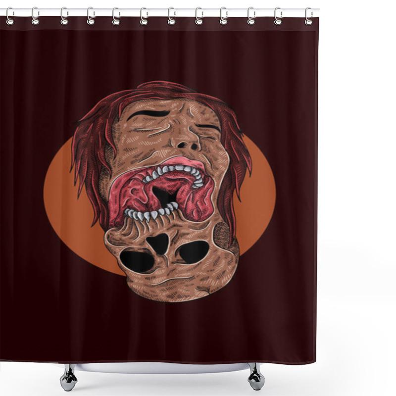 Personality  Human Skull Vector Illustration Shower Curtains