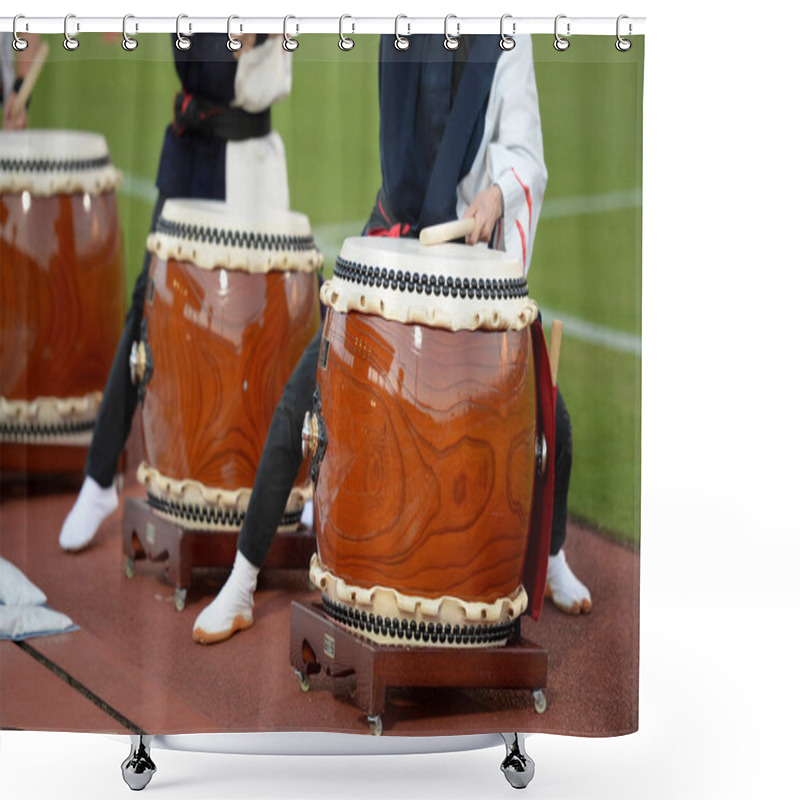 Personality  Traditional Japanese Drummers Playing At Music Festival Shower Curtains