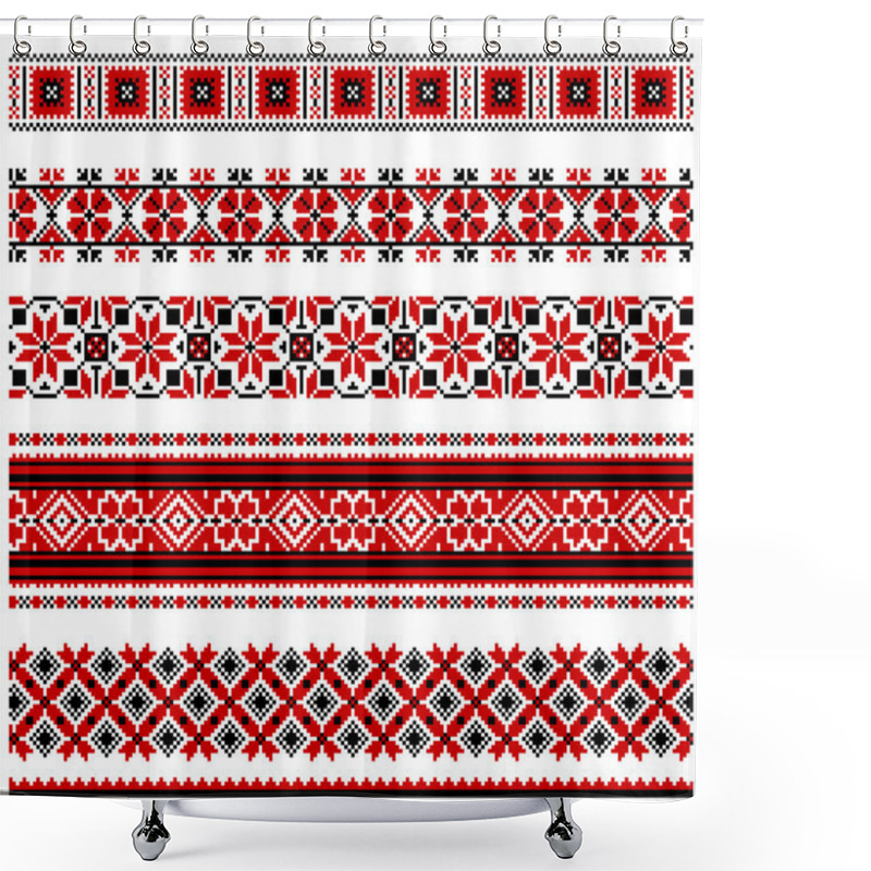 Personality  Ukrainian Embroidery Ornaments Shower Curtains