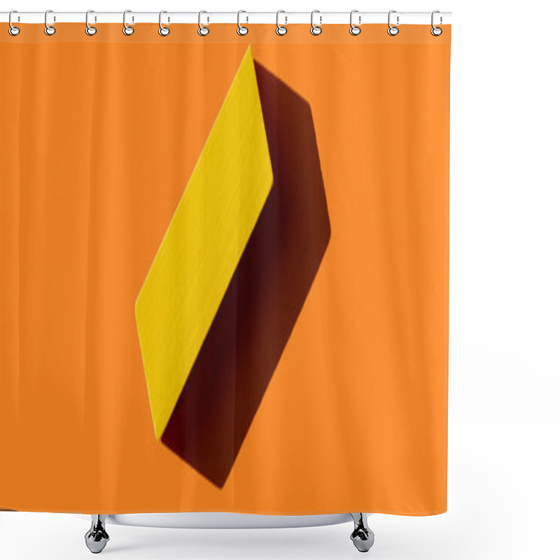 Personality  Top View Of Yellow Rectangular Block On Orange Background With Shadow, Banner Shower Curtains