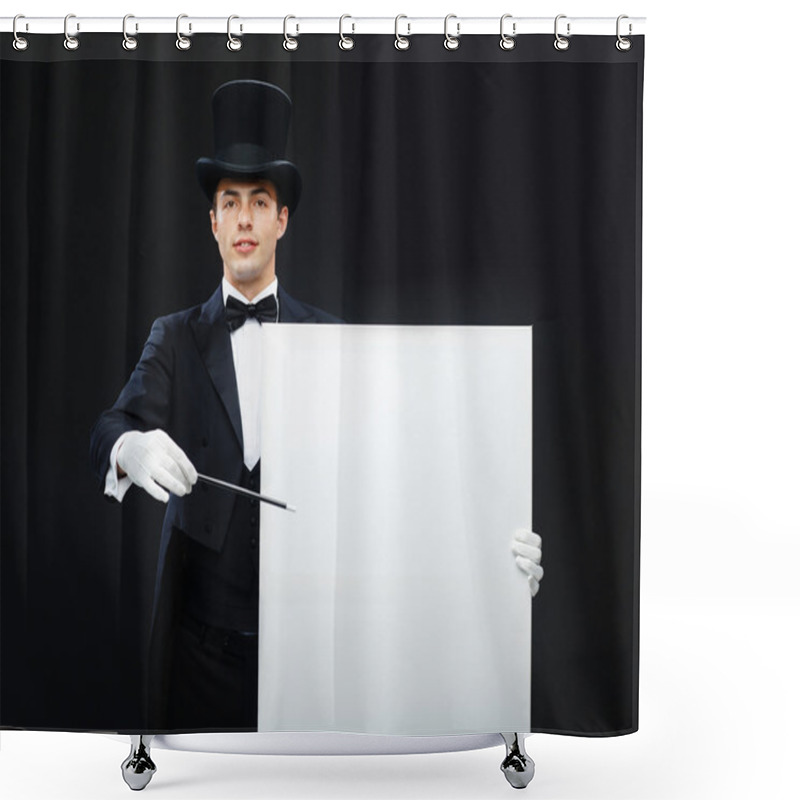 Personality  Magician In Top Hat With Magic Wand Showing Trick Shower Curtains