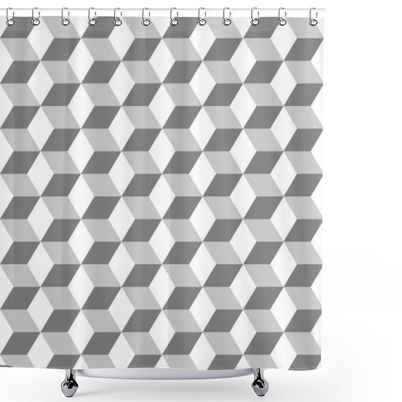 Personality  Hexagon Grid Seamless Background. Monochrome Geometric Design. Cube Shapes Mosaic.Vector Illustration. Shower Curtains