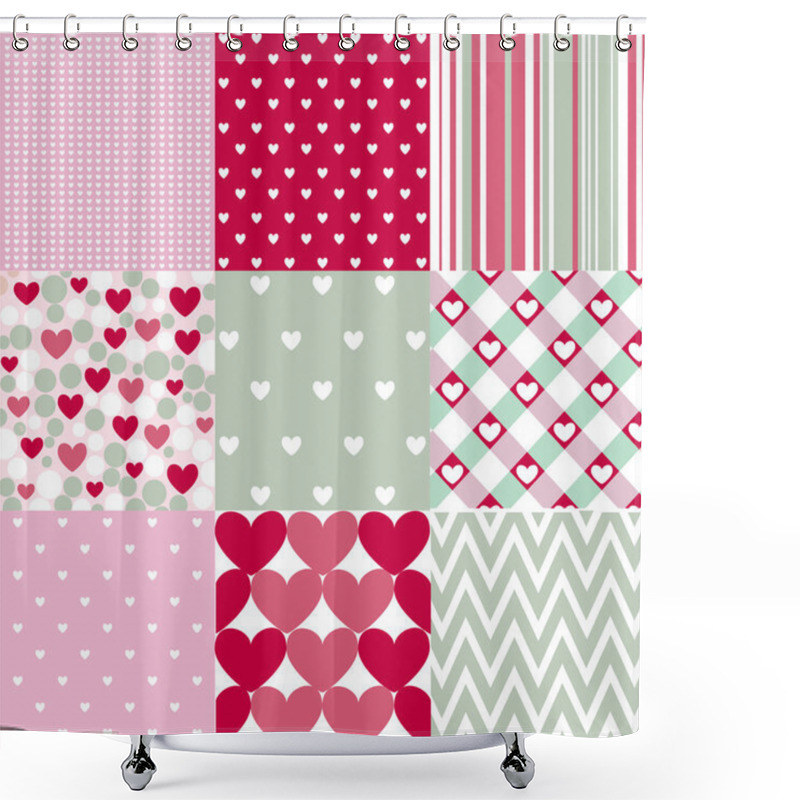 Personality  Seamless Patterns Valentines Day Shower Curtains