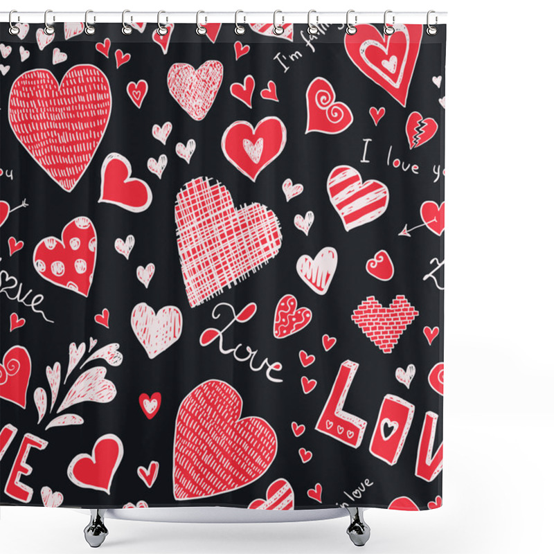 Personality  Red Hearts Signs Shower Curtains