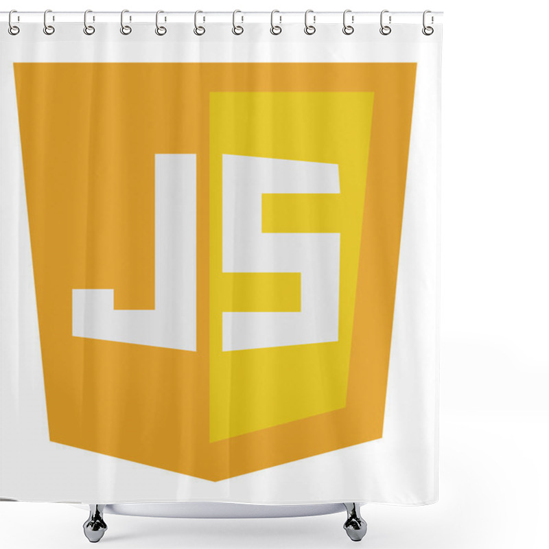 Personality  Vector Icon Of Orange Javascript Shield, Isolated Simple Flat Il Shower Curtains