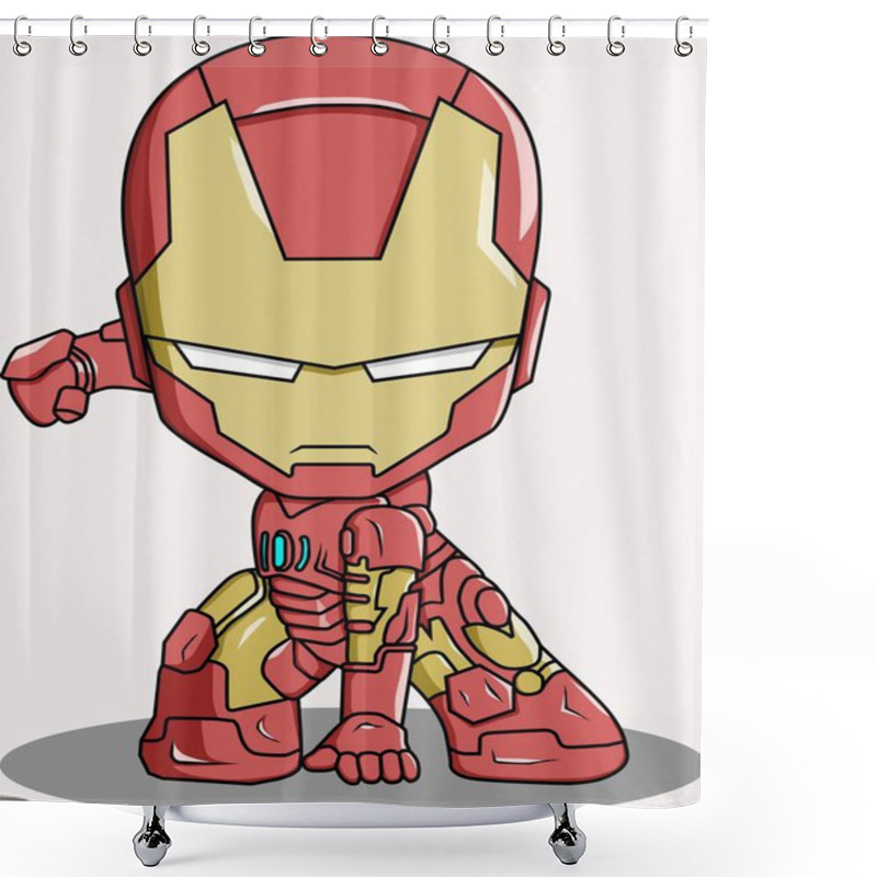 Personality  Cute Ironman Ready To Action Shower Curtains