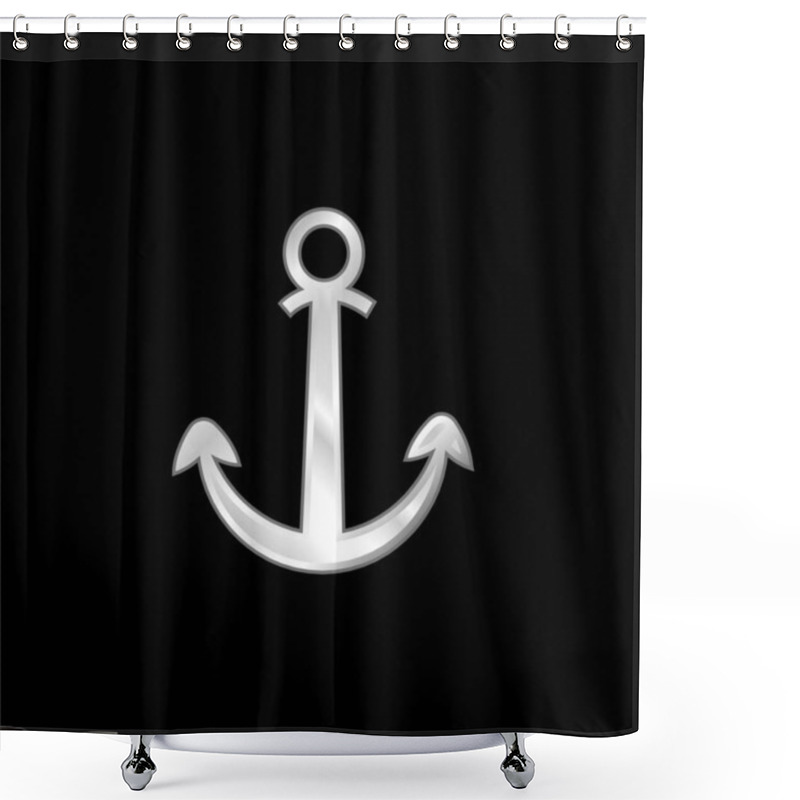 Personality  Anchor Symbol For Interface Silver Plated Metallic Icon Shower Curtains