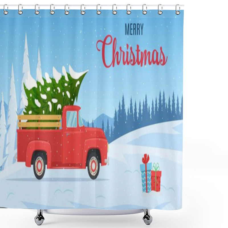 Personality  Christmas And New Year Greeting Card Shower Curtains