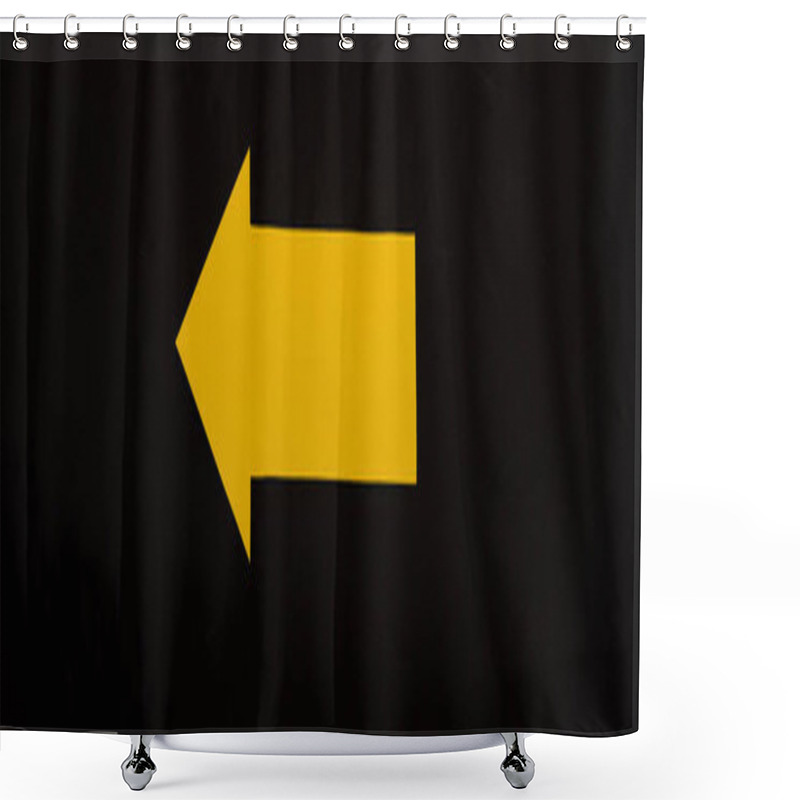 Personality  Panoramic Shot Of Yellow Directional Arrow Isolated On Black  Shower Curtains