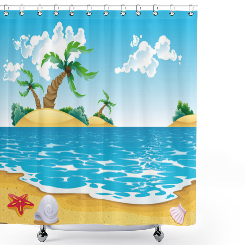 Personality  Cartoon Seascape. Shower Curtains