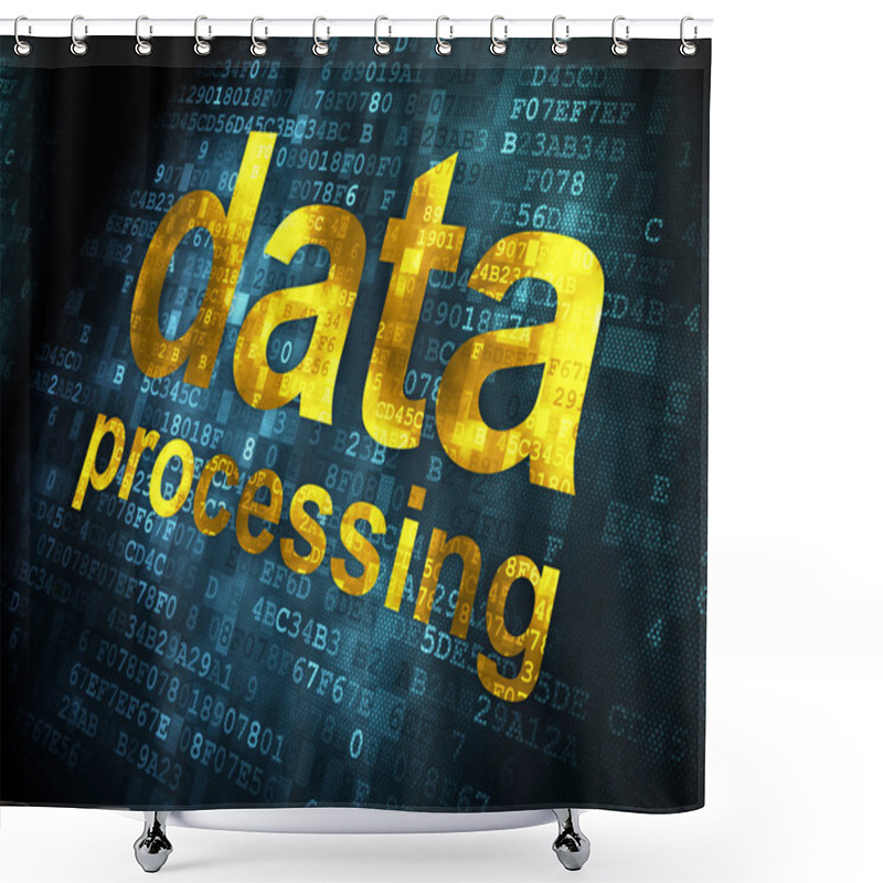 Personality  Data Concept: Data Processing On Digital Background Shower Curtains