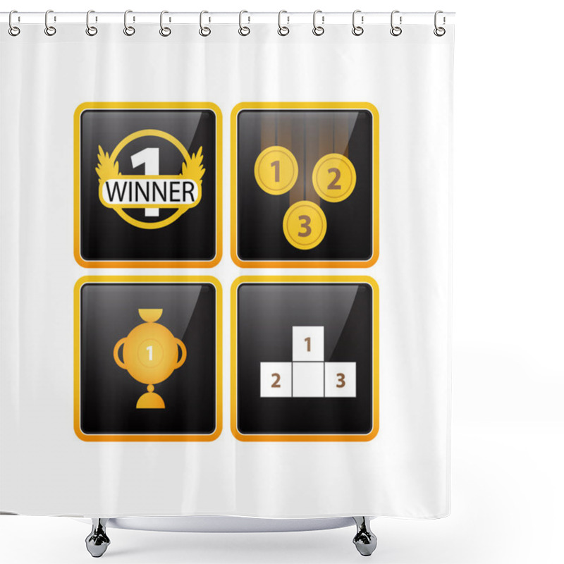 Personality  Prizes & Awards Icons Vector Illustration Shower Curtains