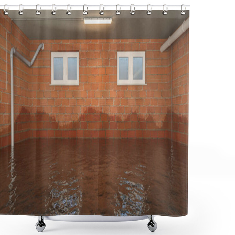 Personality  High Water In The Basement With A Damp Wall After A Flood Shower Curtains