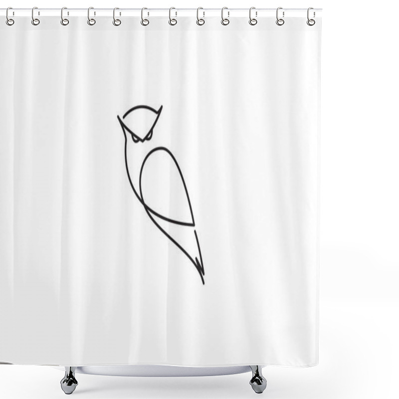 Personality  Continuous Lines Bird Owl Logo Vector Icon Illustration Design Shower Curtains