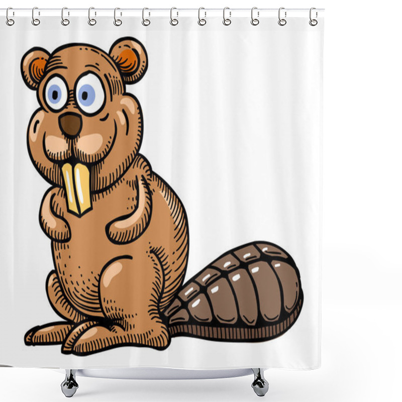 Personality  Cartoon Image Of Beaver Shower Curtains