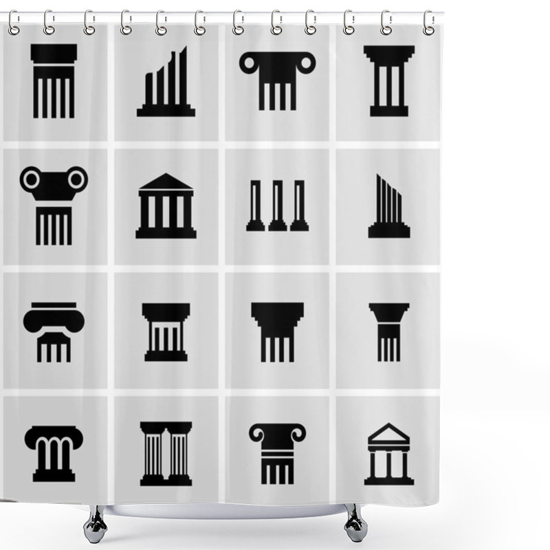 Personality  Vector Black Column Icon Set Shower Curtains