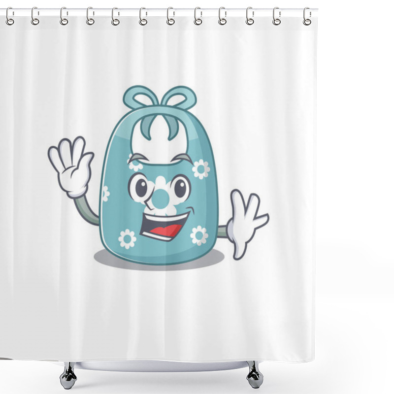 Personality  A Charming Baby Apron Mascot Design Style Smiling And Waving Hand Shower Curtains